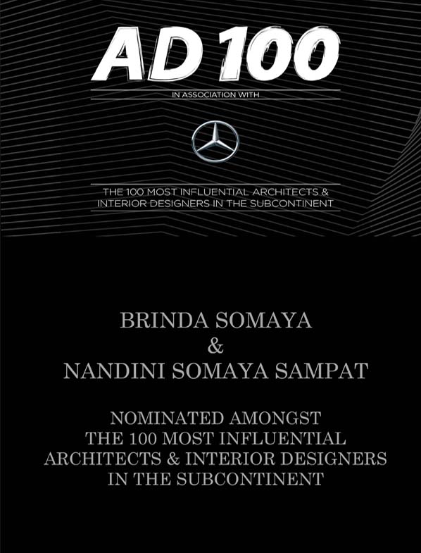 Brinda Somaya & Nandini Sampat Nominated in AD100 , Architectural Digest - March 2018